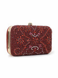 Adorn Abstract Embellsihed Faux Silk Clutch