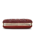 Adorn Abstract Embellsihed Faux Silk Clutch