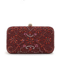 Adorn Abstract Embellsihed Faux Silk Clutch