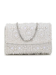Coffer Ethnic Motifs Embellished Faux Silk Clutch