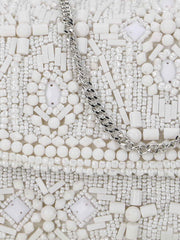 Coffer Ethnic Motifs Embellished Faux Silk Clutch