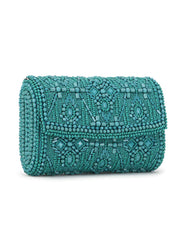 Coffer Ethnic Motifs Embellished Faux Silk Clutch