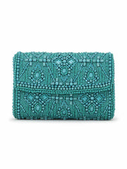 Coffer Ethnic Motifs Embellished Faux Silk Clutch