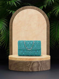 Coffer Ethnic Motifs Embellished Faux Silk Clutch