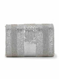 Coffer Striped Embellished Faux Silk Clutch