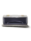 Coffer Striped Embellished Faux Silk Clutch
