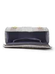Coffer Striped Embellished Faux Silk Clutch