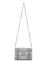 Coffer Striped Embellished Faux Silk Clutch