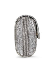 Coffer Striped Embellished Faux Silk Clutch