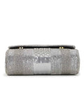 Coffer Striped Embellished Faux Silk Clutch