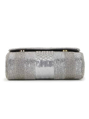 Coffer Striped Embellished Faux Silk Clutch