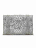 Coffer Striped Embellished Faux Silk Clutch
