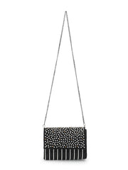 Coffer Striped Embellished Faux Silk Clutch