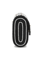 Coffer Striped Embellished Faux Silk Clutch