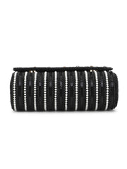 Coffer Striped Embellished Faux Silk Clutch