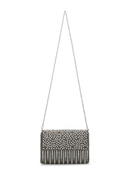 Coffer Striped Embellished Faux Silk Clutch
