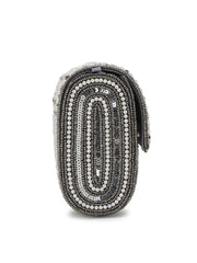 Coffer Striped Embellished Faux Silk Clutch