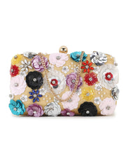 Adorn Floral Embellished Faux Silk Clutch