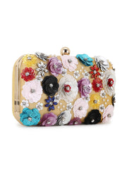 Adorn Floral Embellished Faux Silk Clutch