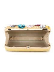 Adorn Floral Embellished Faux Silk Clutch