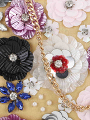 Adorn Floral Embellished Faux Silk Clutch