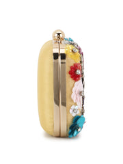 Adorn Floral Embellished Faux Silk Clutch