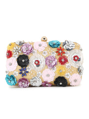 Adorn Floral Embellished Faux Silk Clutch