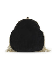 Pochette Floral Embroidered Embellished Faux Silk & Velvet Clutch