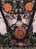 Pochette Floral Embroidered Embellished Faux Silk & Velvet Clutch