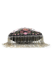 Pochette Floral Embroidered Embellished Faux Silk & Velvet Clutch