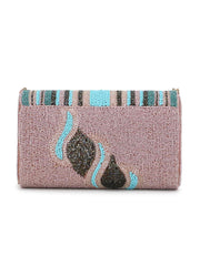 Coffer Geometric Embellished Faux Silk Clutch