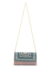 Coffer Geometric Embellished Faux Silk Clutch