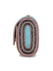 Coffer Geometric Embellished Faux Silk Clutch