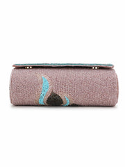 Coffer Geometric Embellished Faux Silk Clutch