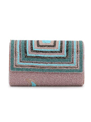 Coffer Geometric Embellished Faux Silk Clutch