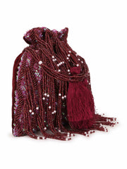 Dangle Abstract Embellished Velvet Potli