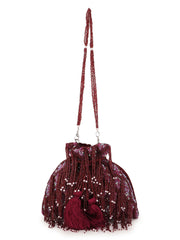 Dangle Abstract Embellished Velvet Potli