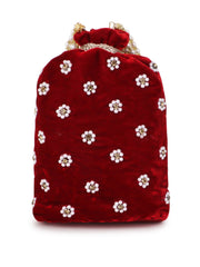 Dangle Floral Embellished Velvet Potli