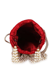 Dangle Floral Embellished Velvet Potli