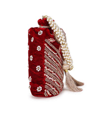 Dangle Floral Embellished Velvet Potli