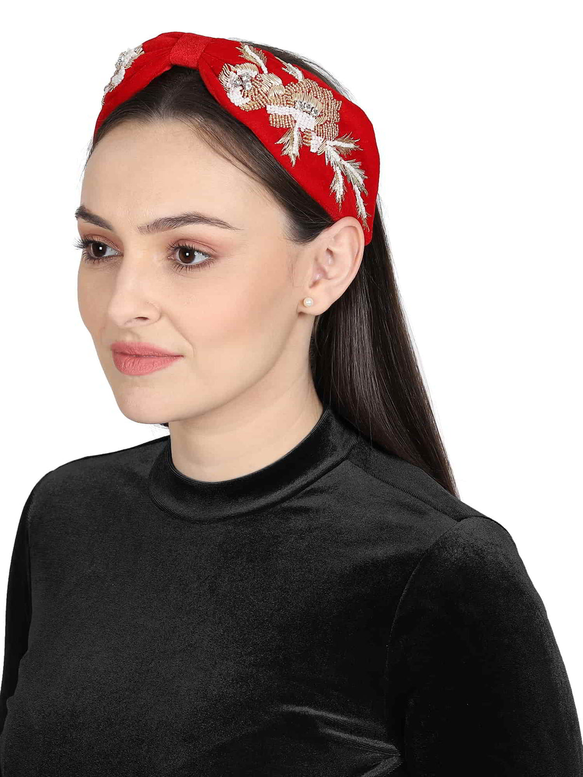 Velvet Floral Beaded Hairband
