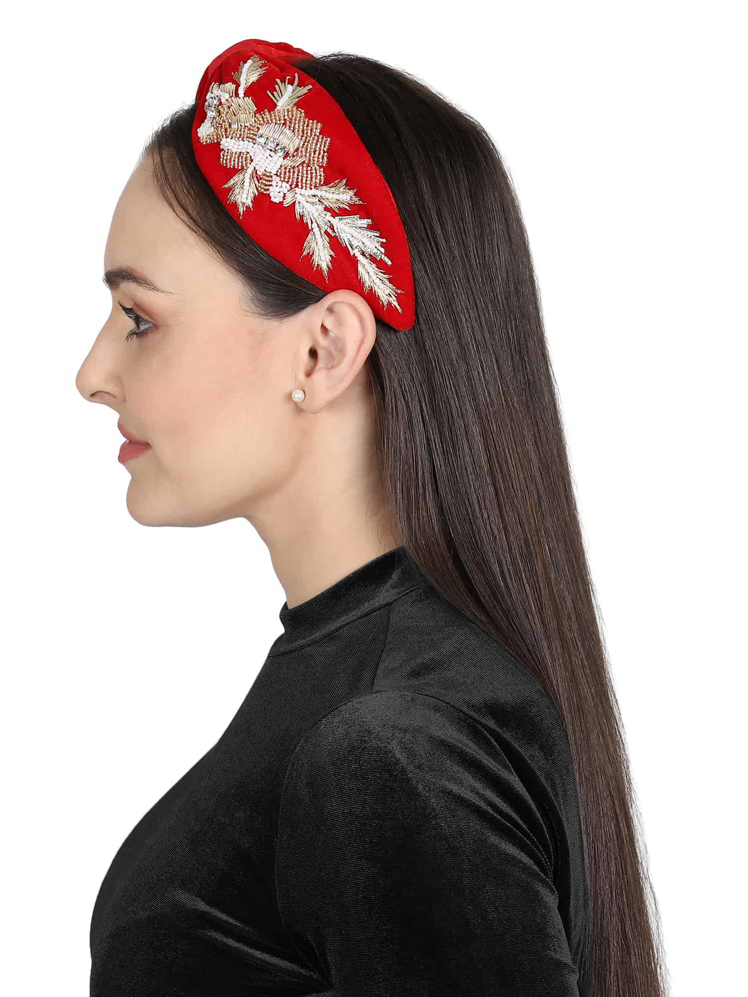 Velvet Floral Beaded Hairband