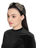Velvet Pearl & Gold Beaded Hairband