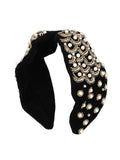 Velvet Pearl & Gold Beaded Hairband