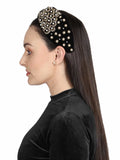 Velvet Pearl & Gold Beaded Hairband