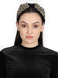 Velvet Pearl & Gold Beaded Hairband