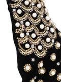 Velvet Pearl & Gold Beaded Hairband