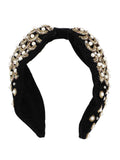 Velvet Pearl & Gold Beaded Hairband