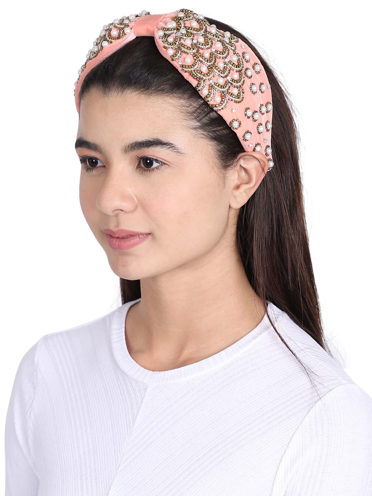 Velvet Pearl Beaded Hairband