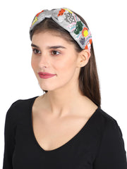 Faux Silk Floral Sequin & Beaded Hairband